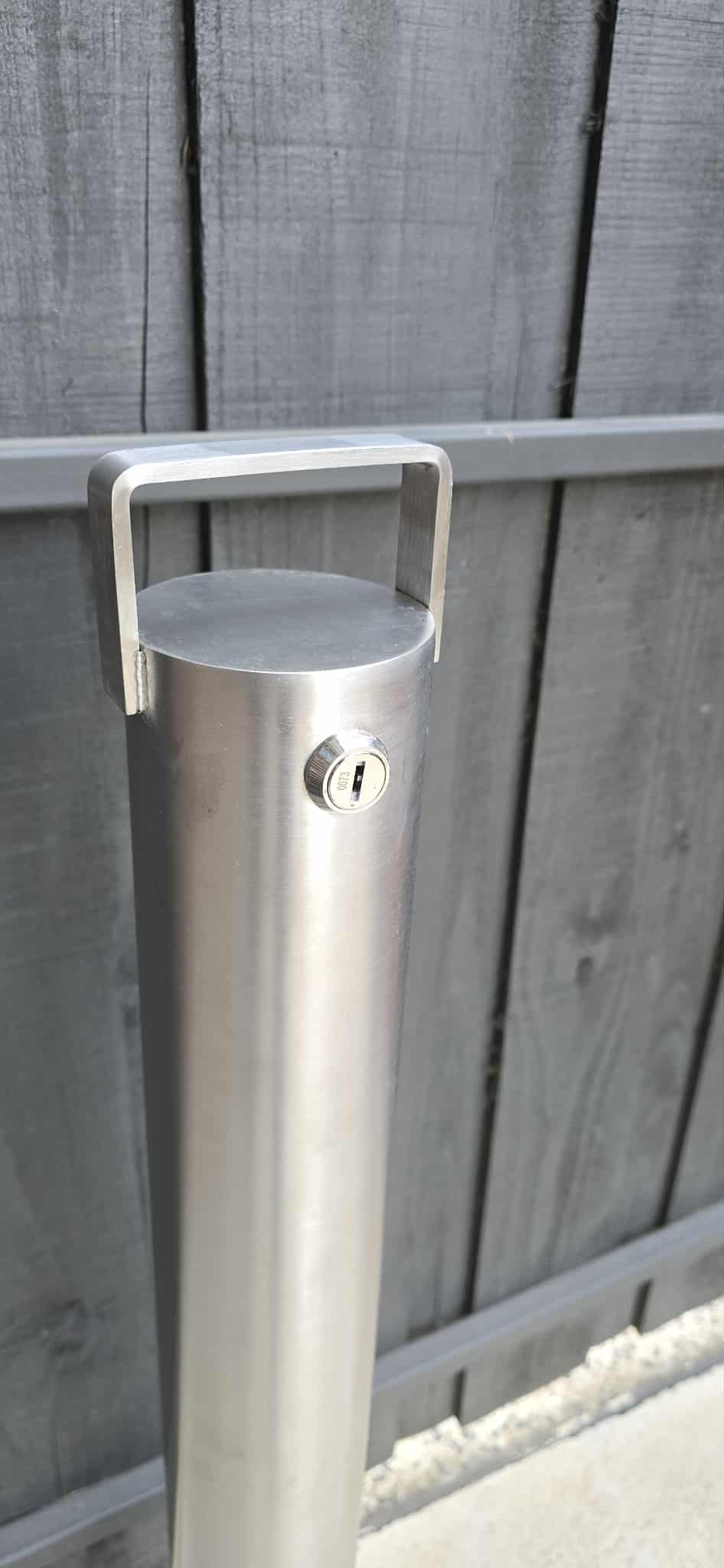 Stainless Steel Bollard Removable KeyLock 90mm In Ground